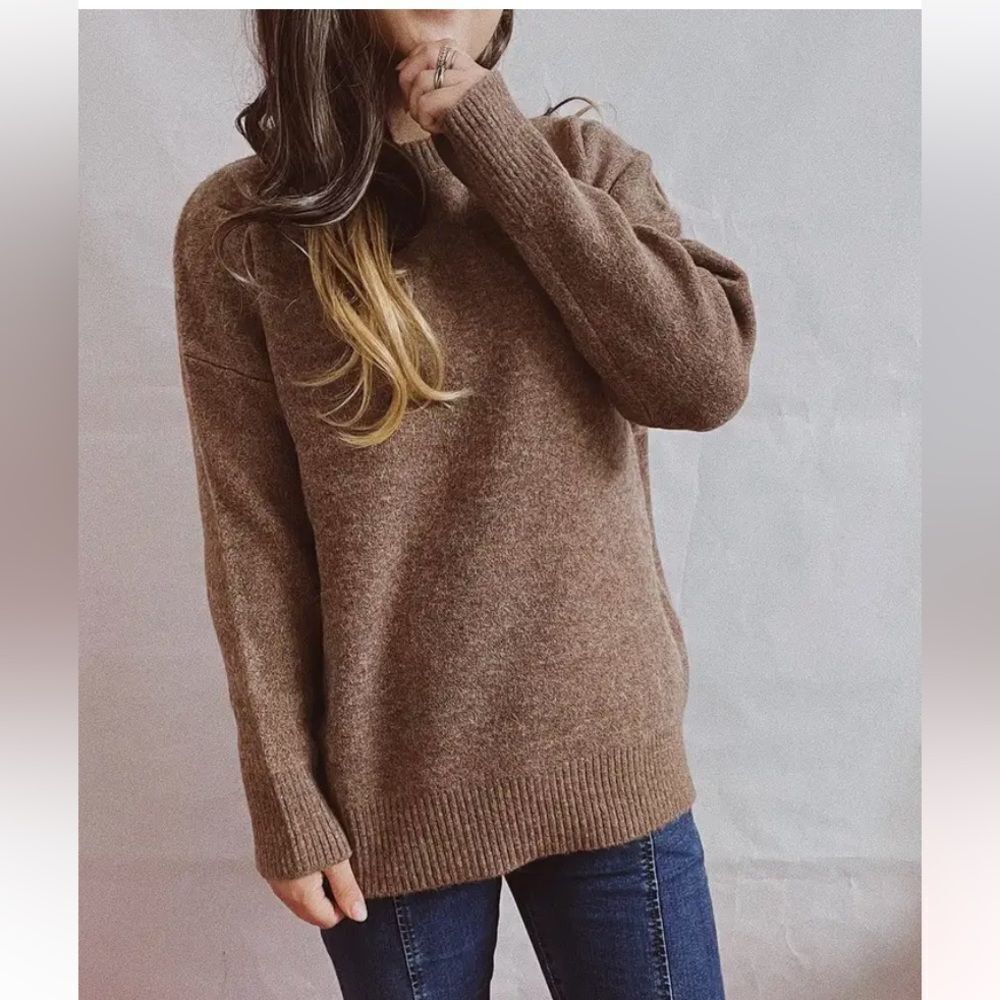 New Without Tags Unbranded Brown Chenille Ling Sleeved Sweater Size XL